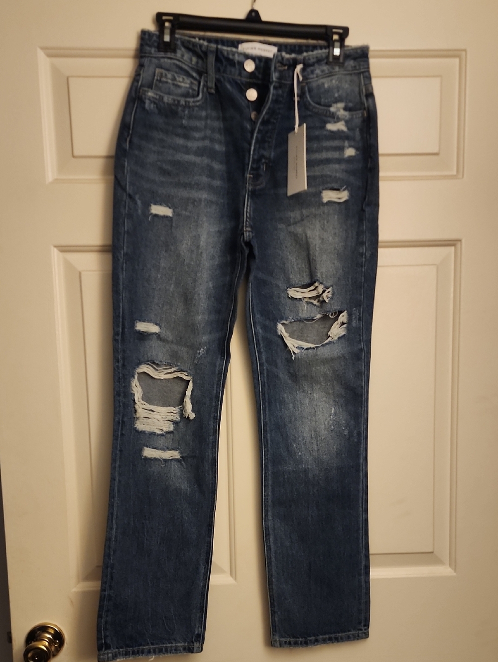 Flying Monkey Distressed Boyfriend Jeans - Dark Blue